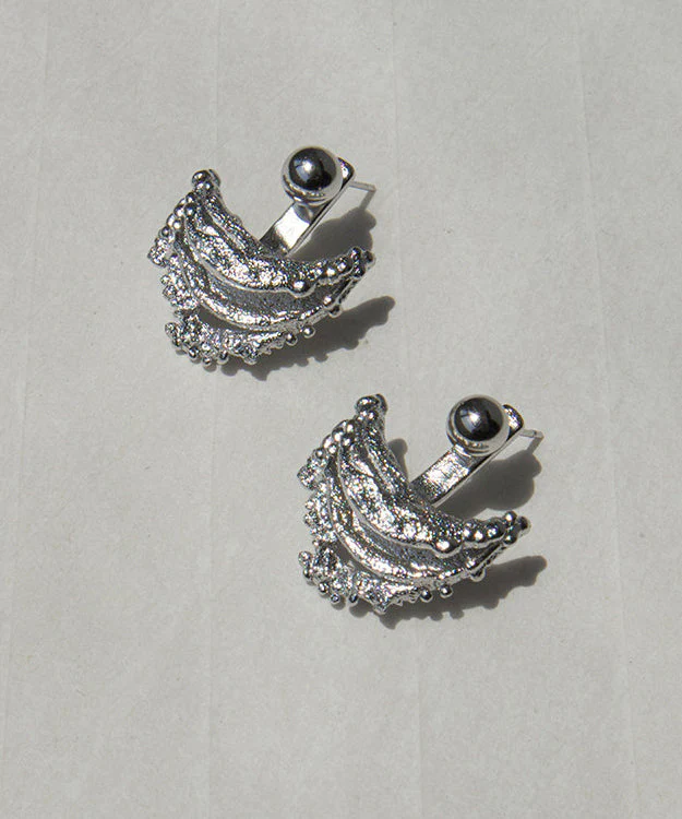 Style Golden Crescent Shape Copper Stud Earrings - Image 4