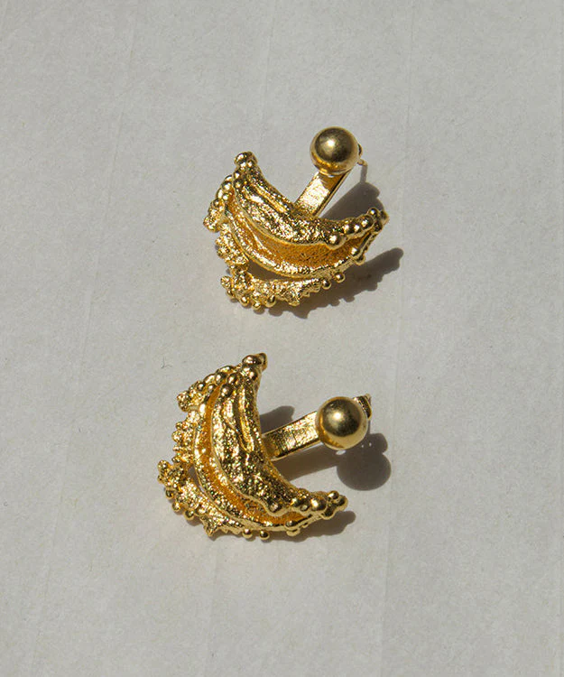 Style Golden Crescent Shape Copper Stud Earrings - Image 5