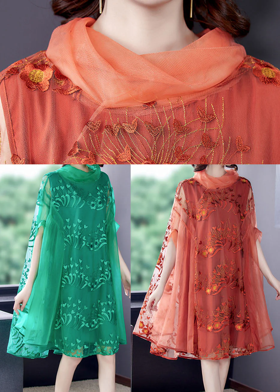 Style Green Embroideried Tulle Vacation Dresses Spring - Image 5