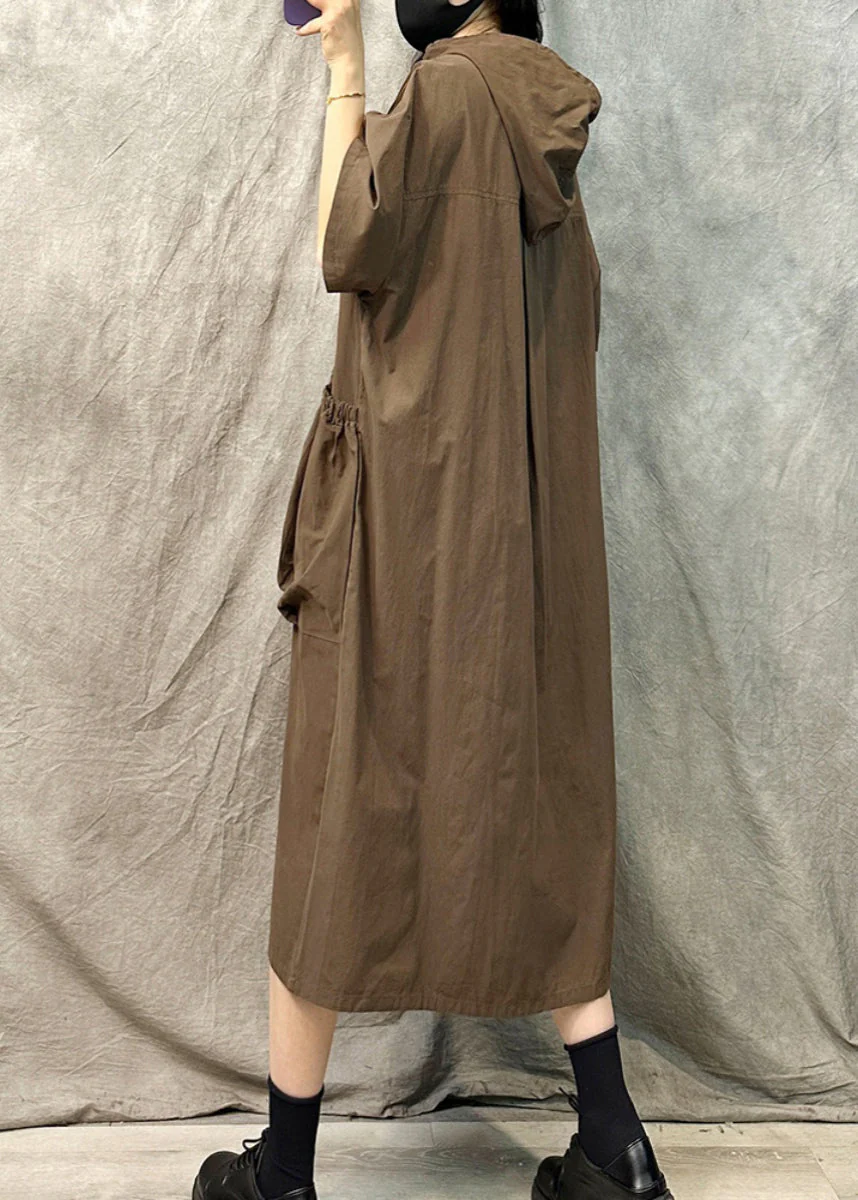 Style Khaki Hooded Cotton Sweatshirt Dresss Summer - Image 4