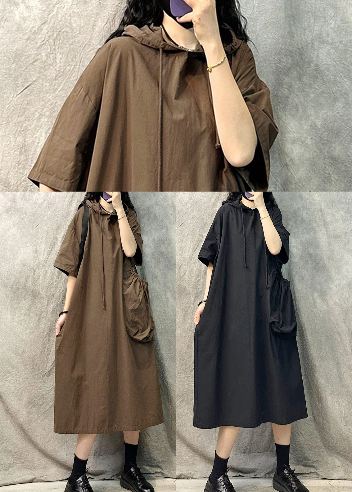 Style Khaki Hooded Cotton Sweatshirt Dresss Summer - Image 5