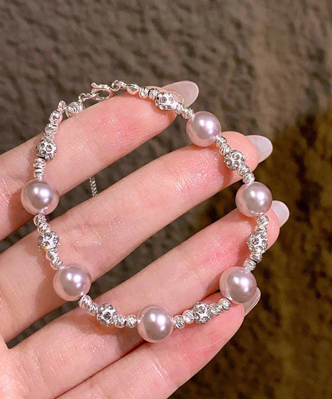 Style Light Purple Copper Alloy Zircon Pearl Chain Bracelet - Image 3