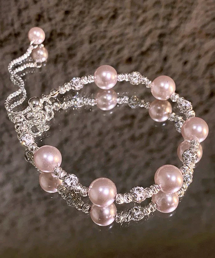 Style Light Purple Copper Alloy Zircon Pearl Chain Bracelet - Image 5
