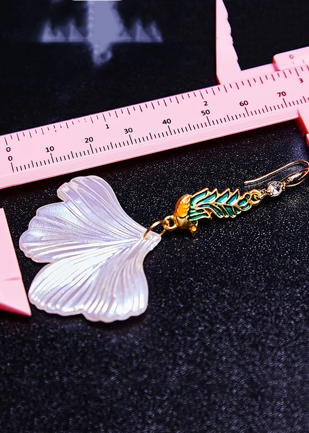 Style Light Purple Ginkgo Leaf Peacock Gilding Drop Earrings - Image 5
