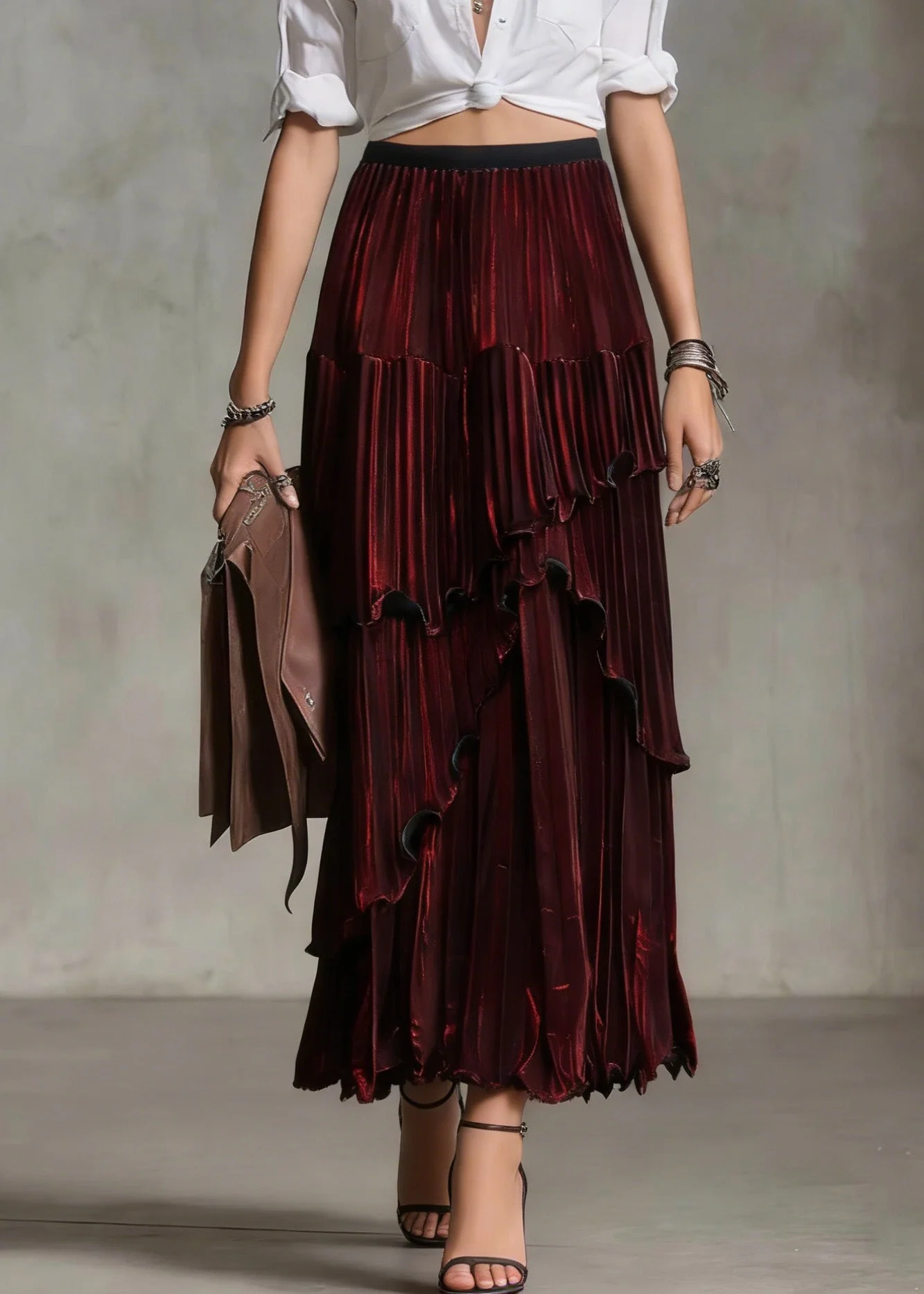 Style Mulberry Asymmetrical Ruffled Silk Skirt Spring - Image 5