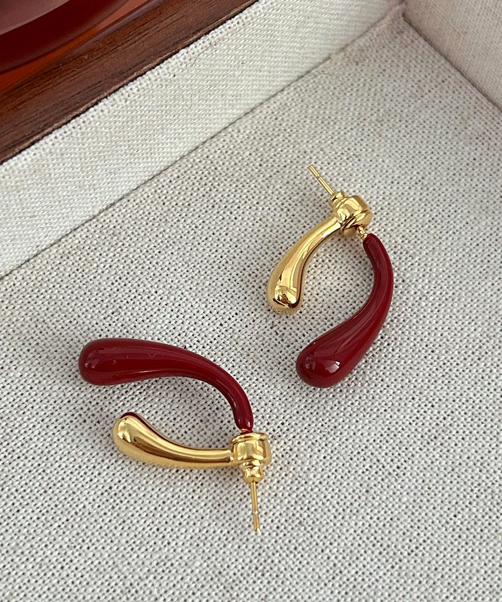 Style Mulberry Copper Overgild Water Droplet Hoop Earrings - Image 2