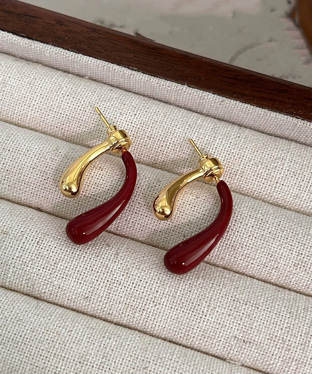 Style Mulberry Copper Overgild Water Droplet Hoop Earrings - Image 4