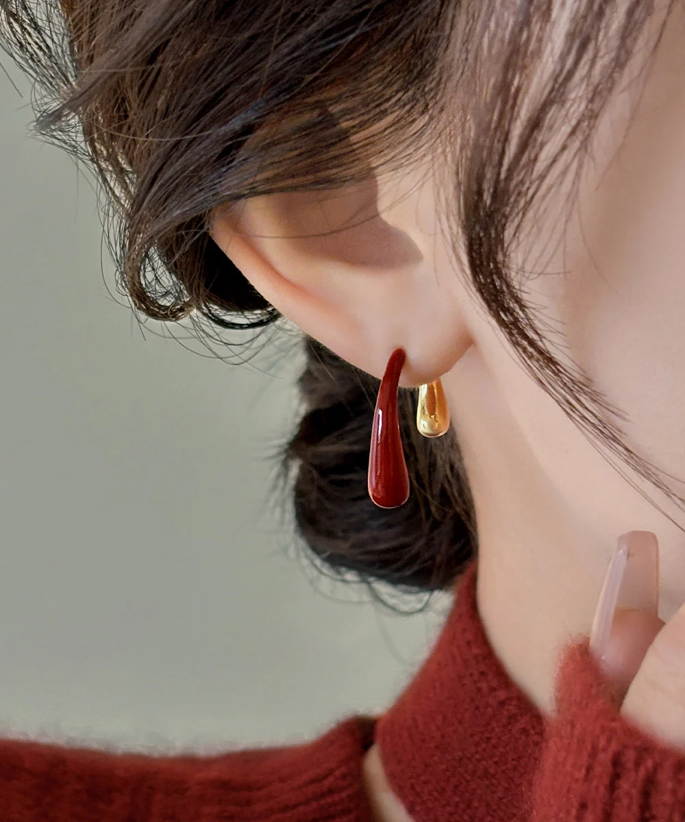 Style Mulberry Copper Overgild Water Droplet Hoop Earrings - Image 5