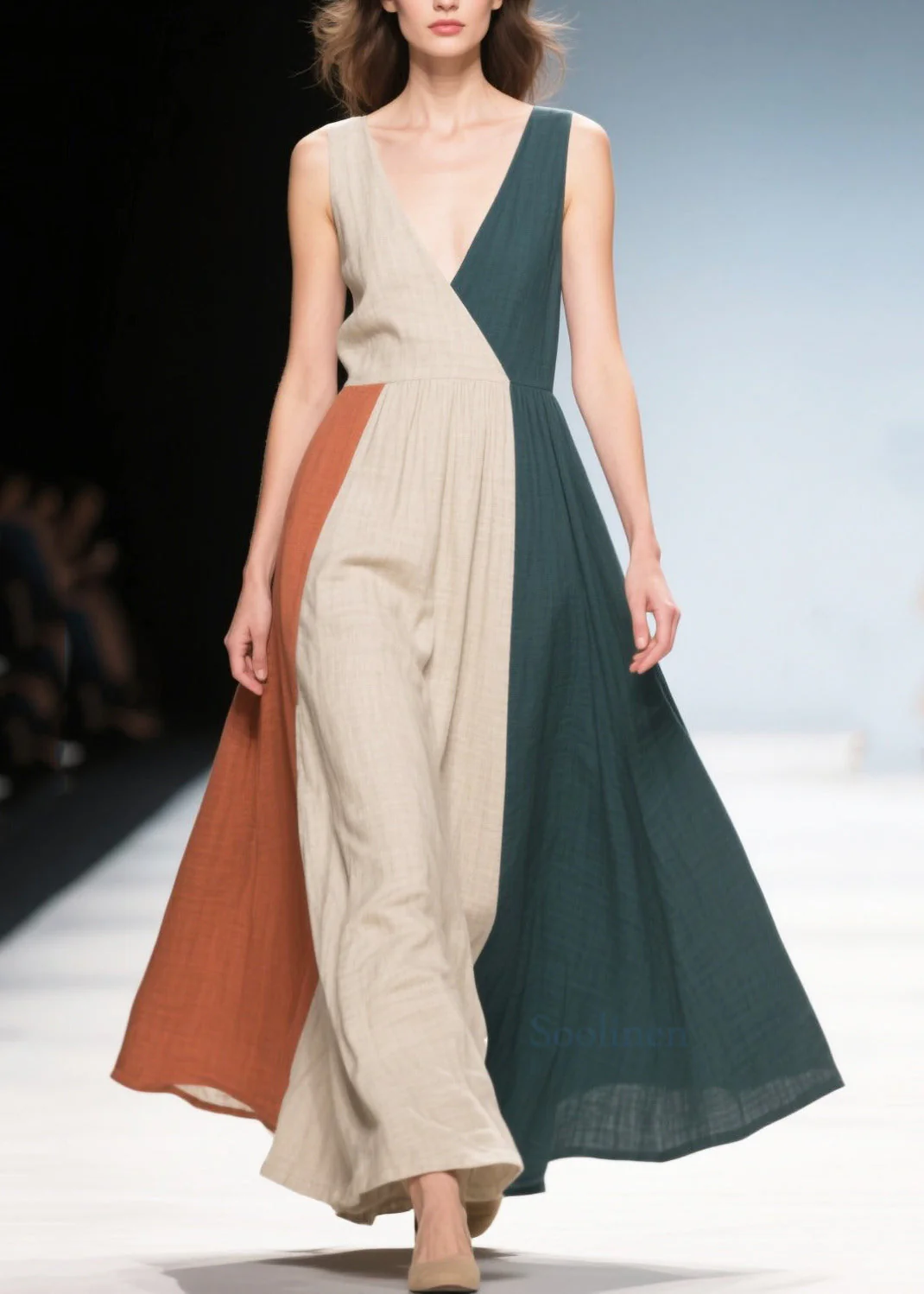 Style Multicolour Asymmetrical Patchwork Cotton Robe Dresses Summer - Image 5