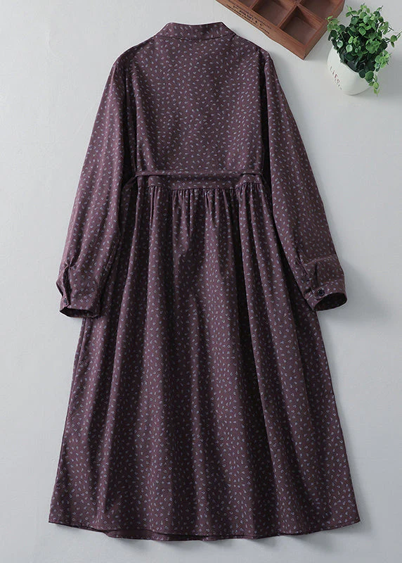 Style Navy Cinched Print Cotton Vacation Dresses Spring - Image 3