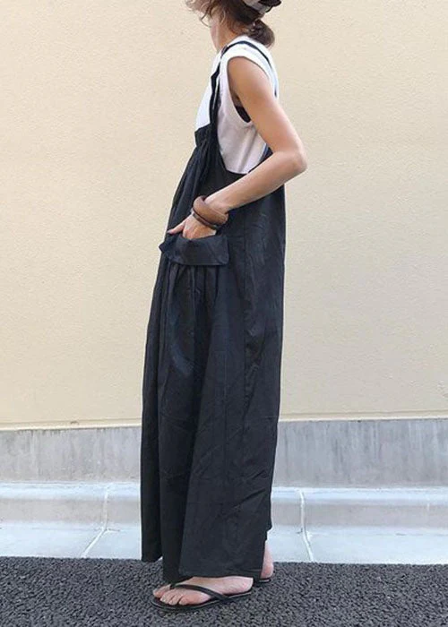 Style Navy Oversized Pockets Exra Large Hem Cotton Strap Dresses Spring - Image 3