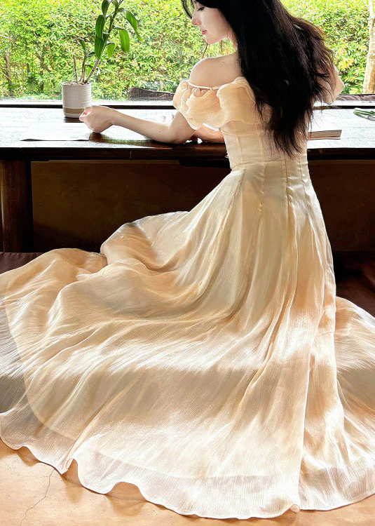 Style Nude Ruffled Exra Large Hem Chiffon Maxi Dress Summer - Image 2