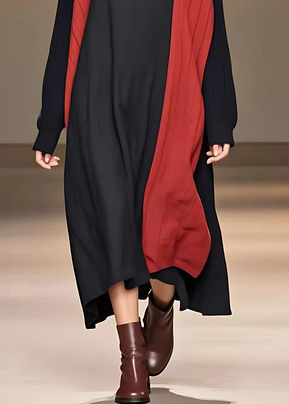 Style Red Turtleneck Vacation Long Dresses Fall - Image 5
