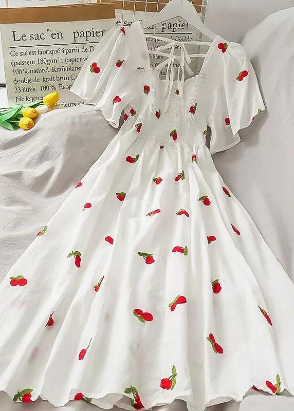 Style White Backless Print Cotton Long Dress Summer - Image 2