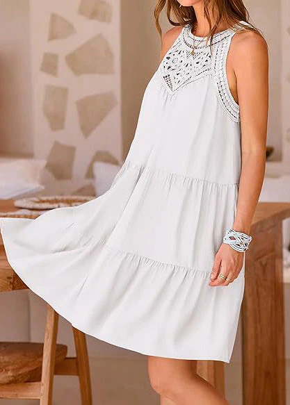 Style White Cold Shoulder Cotton Mini Dresses Summer - Image 2