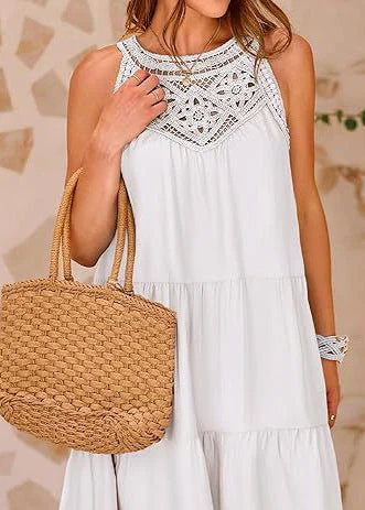 Style White Cold Shoulder Cotton Mini Dresses Summer - Image 4