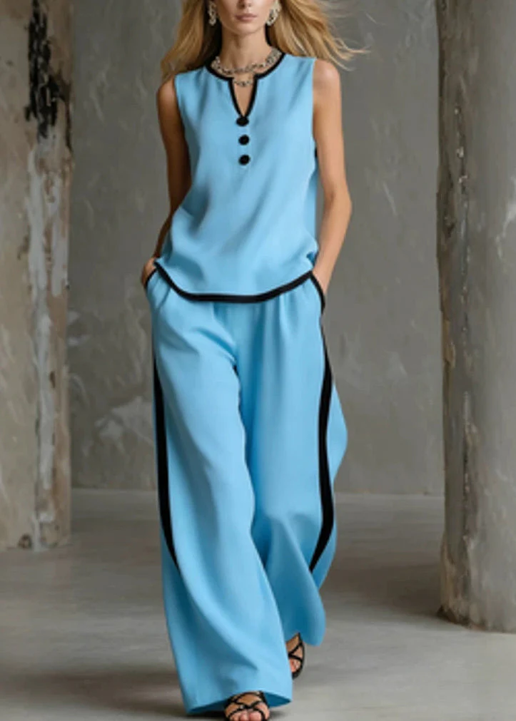 Style White Oversized Striped Linen 2 Piece Outfit Sleeveless - Image 4