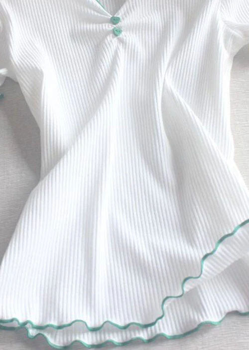 Style White Ruffled Short Sleeve Yoga Top - Image 5