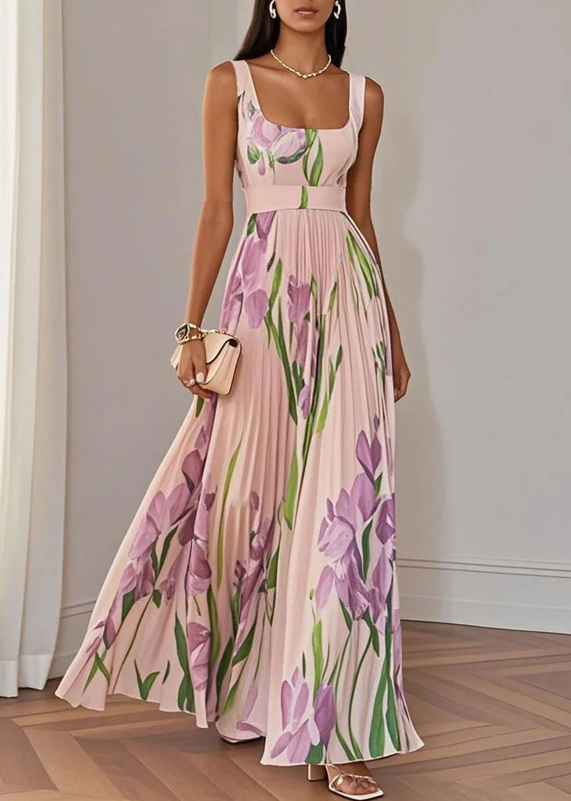 Style White Square Collar Print Patchwork Chiffon Dresses Summer - Image 3