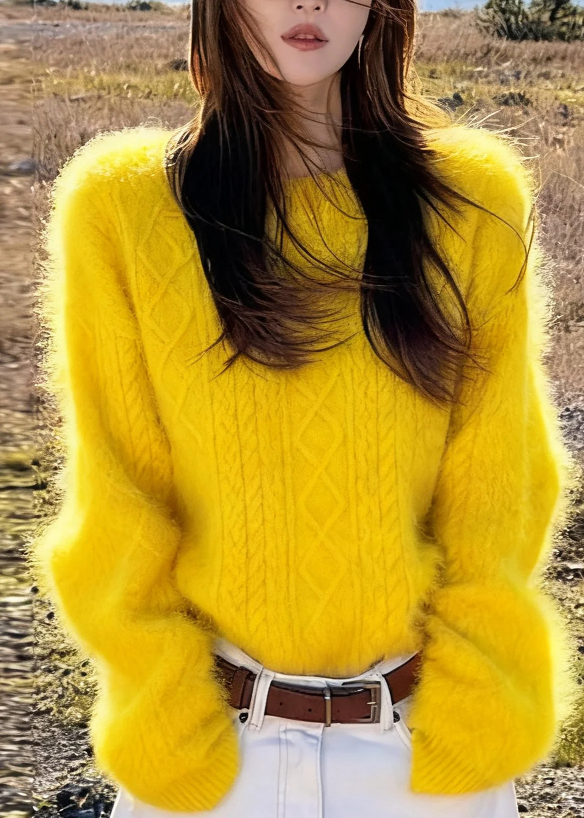 Style Yellow Oversized Warm Cozy Sweaters Winter - Image 3