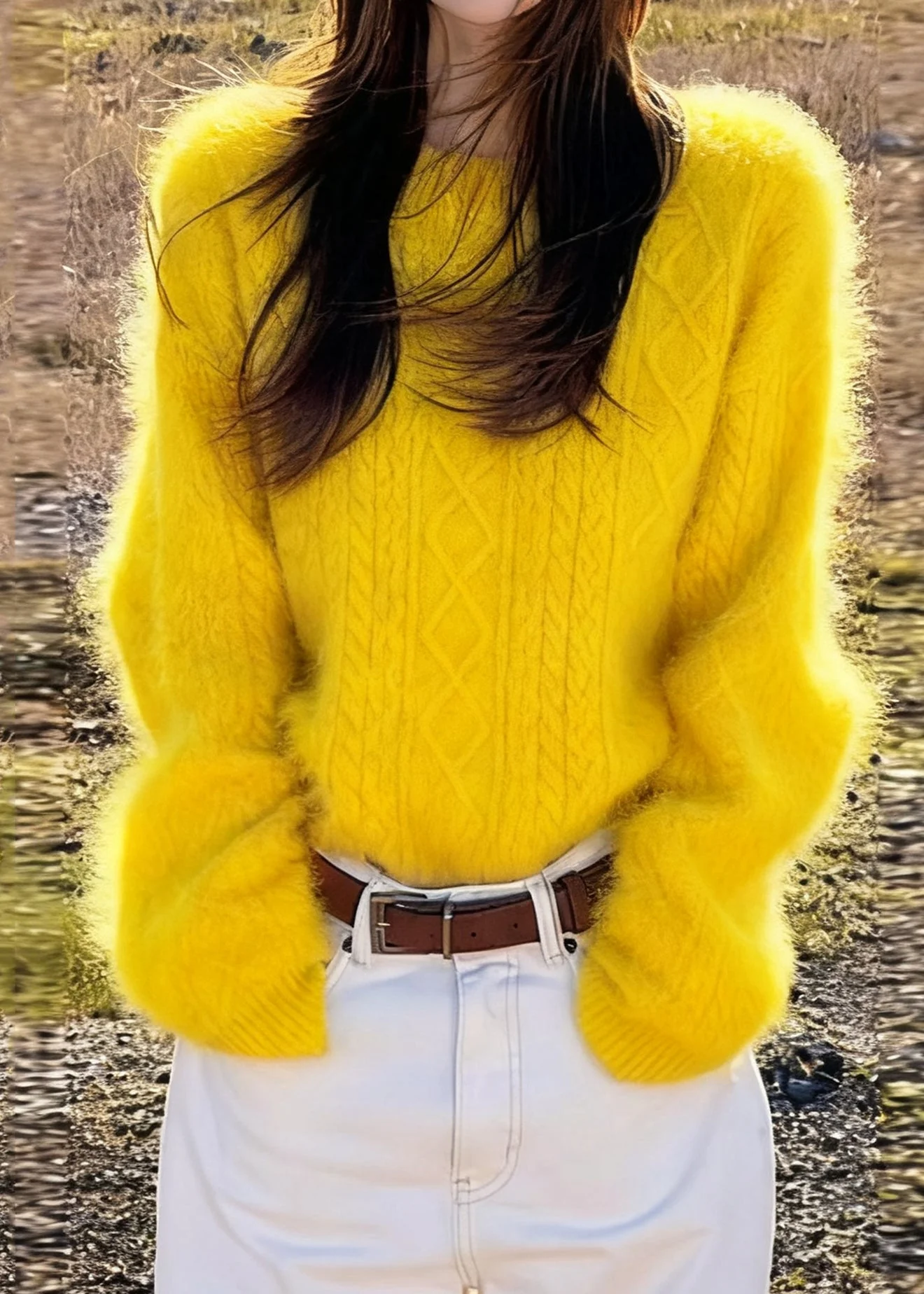 Style Yellow Oversized Warm Cozy Sweaters Winter - Image 4