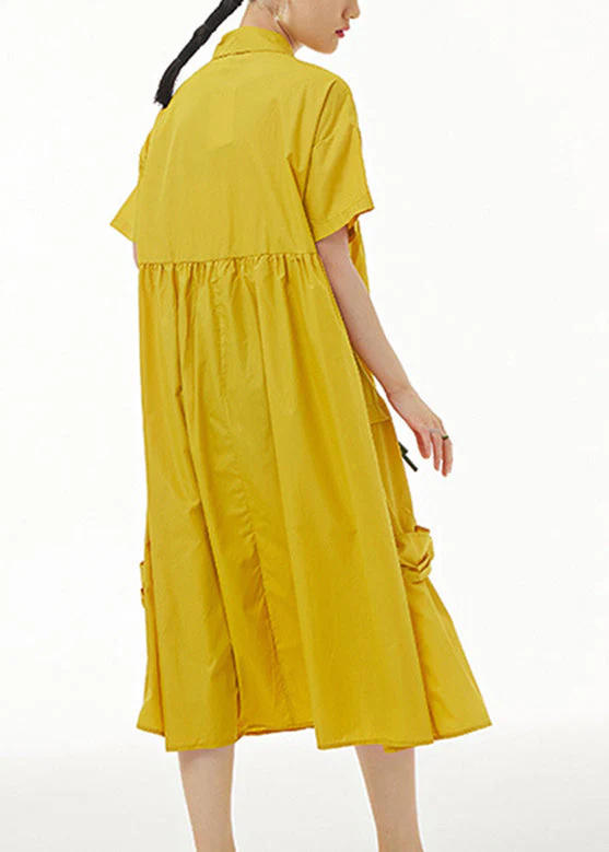 Style Yellow Patchwork Solid Maxi Dresses Summer - Image 4