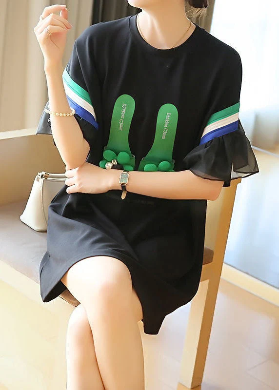 Stylish Black Original Design Patchwork Ruffles Cotton Mini Dresses Summer - Image 5