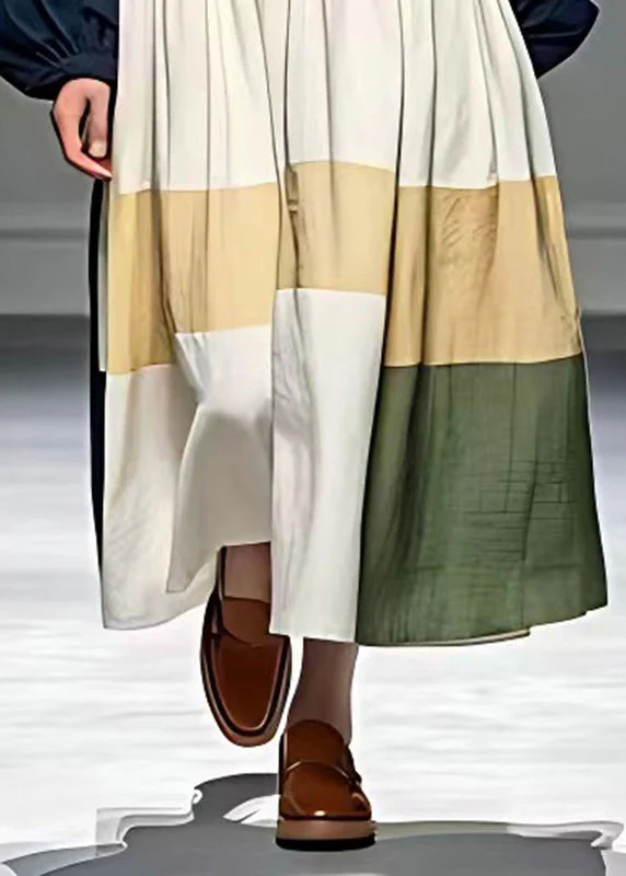 Stylish Black Oversized Patchwork Linen Robe Dresses Fall - Image 5