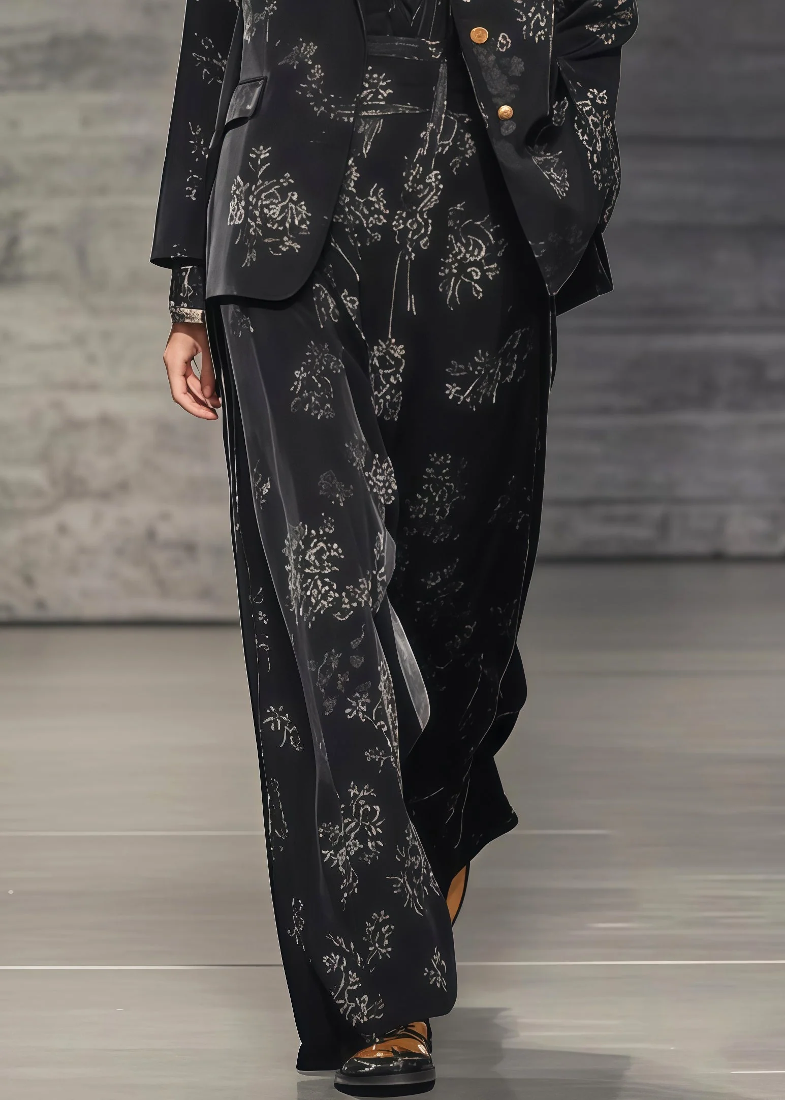 Stylish Black Oversized Print Spandex Two-Piece Set Spring - Image 4