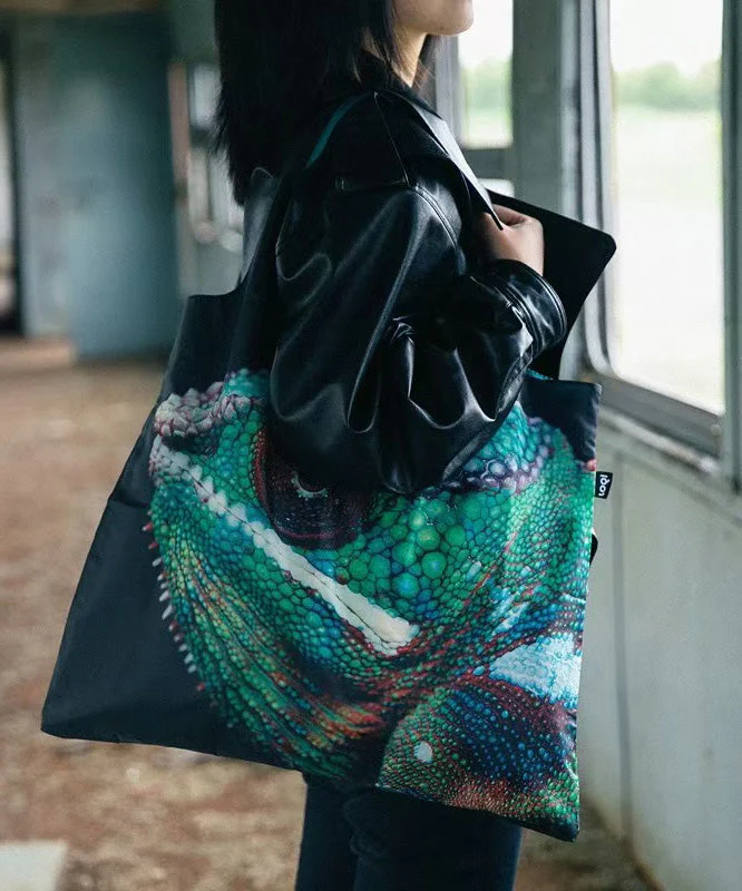 Stylish Black Print Large Capacity Nylon Shopping Bag