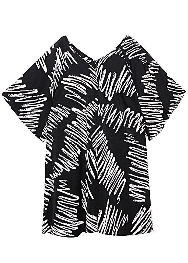 Stylish Black Print V Neck Summer Vacation Dress - Image 5