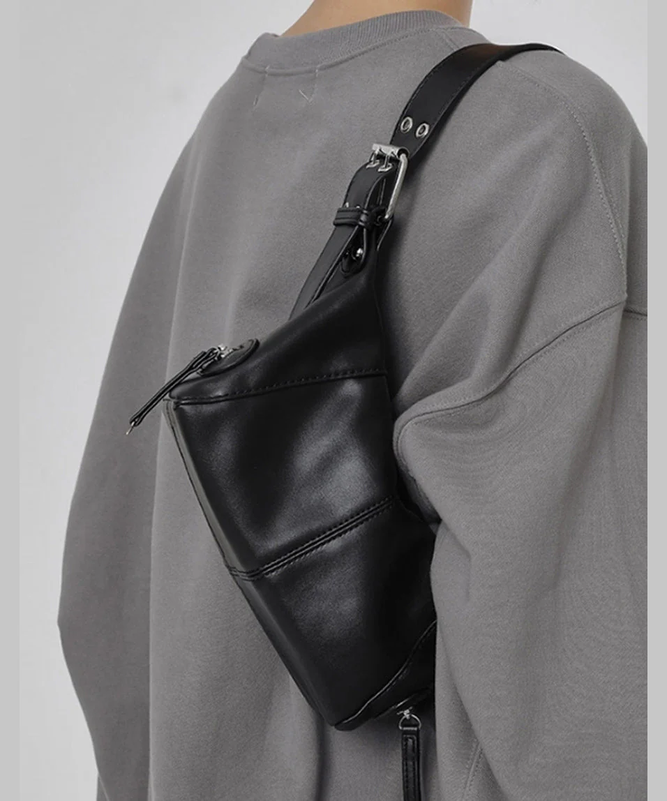 Stylish Black Solid Durable Faux Leather Shoulder Bags