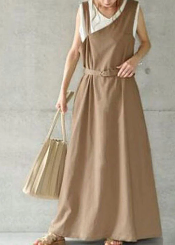 Stylish Black Wrinkled Patchwork Spaghetti Strap Linen Dress Spring - Image 2
