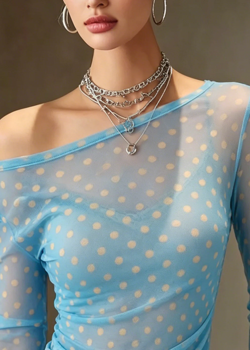 Stylish Blue Cold Shoulder Print Tank Tops Summer - Image 2