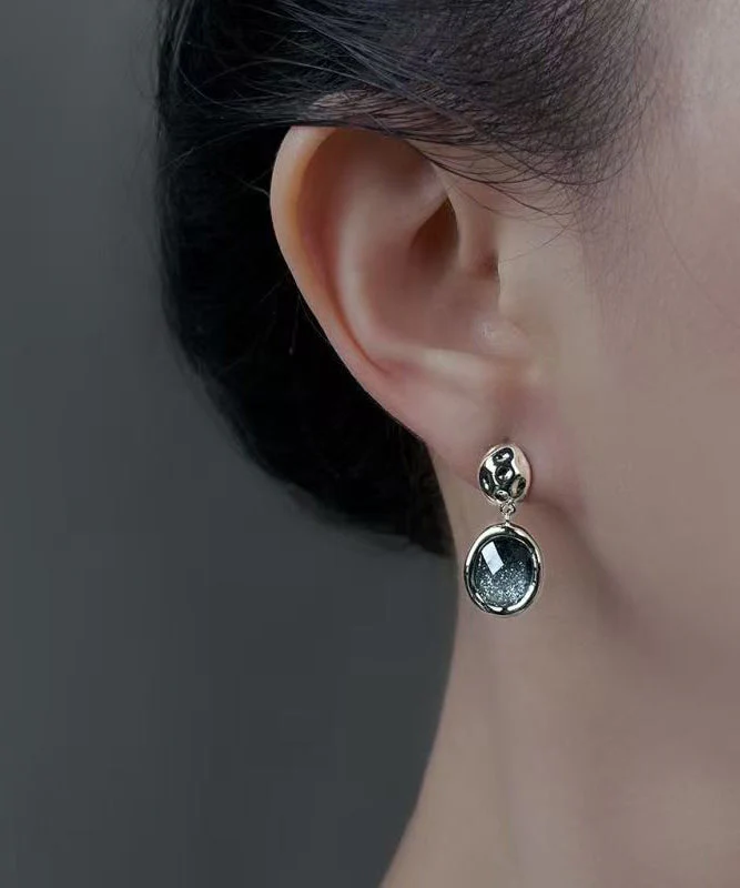 Stylish Blue Sterling Silver Alloy Starry Sky Stud Earrings - Image 4