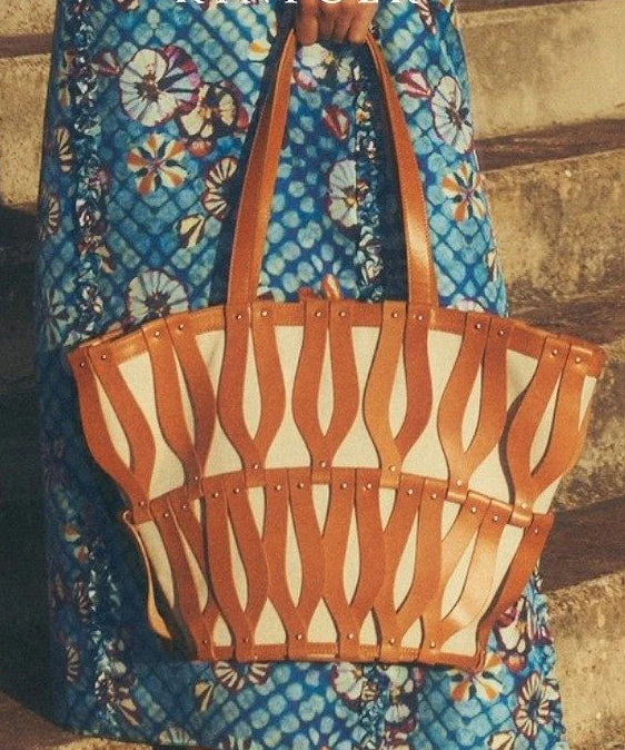 Stylish Brown Hollow Out Large Capacity Canvas Satchel Handbag - Image 3