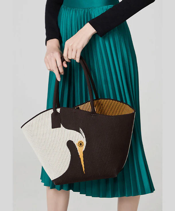 Stylish Chocolate Asymmetrical Design Jacquard Cotton Shoulder Bags - Image 5