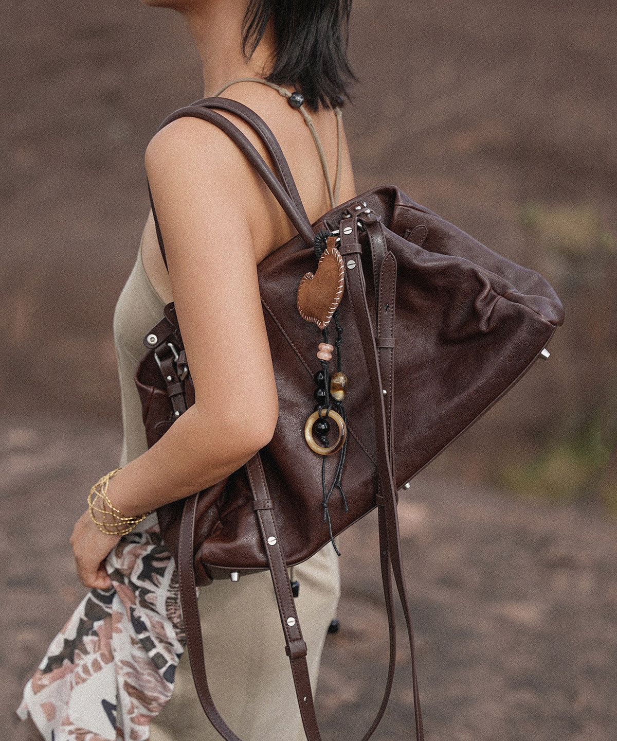 Stylish Coffee Large Capacity Calf Leather CrossBody Handbag - Image 3