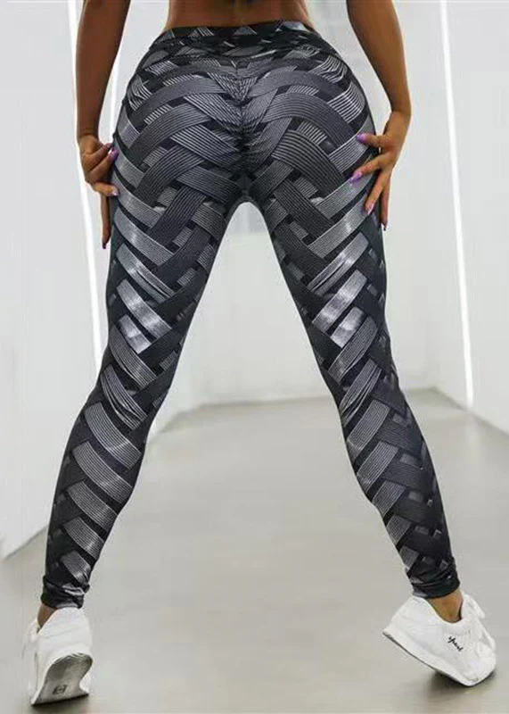 Stylish Colorblock Print Butt Scrunch Gym Shark Leggings - Image 5