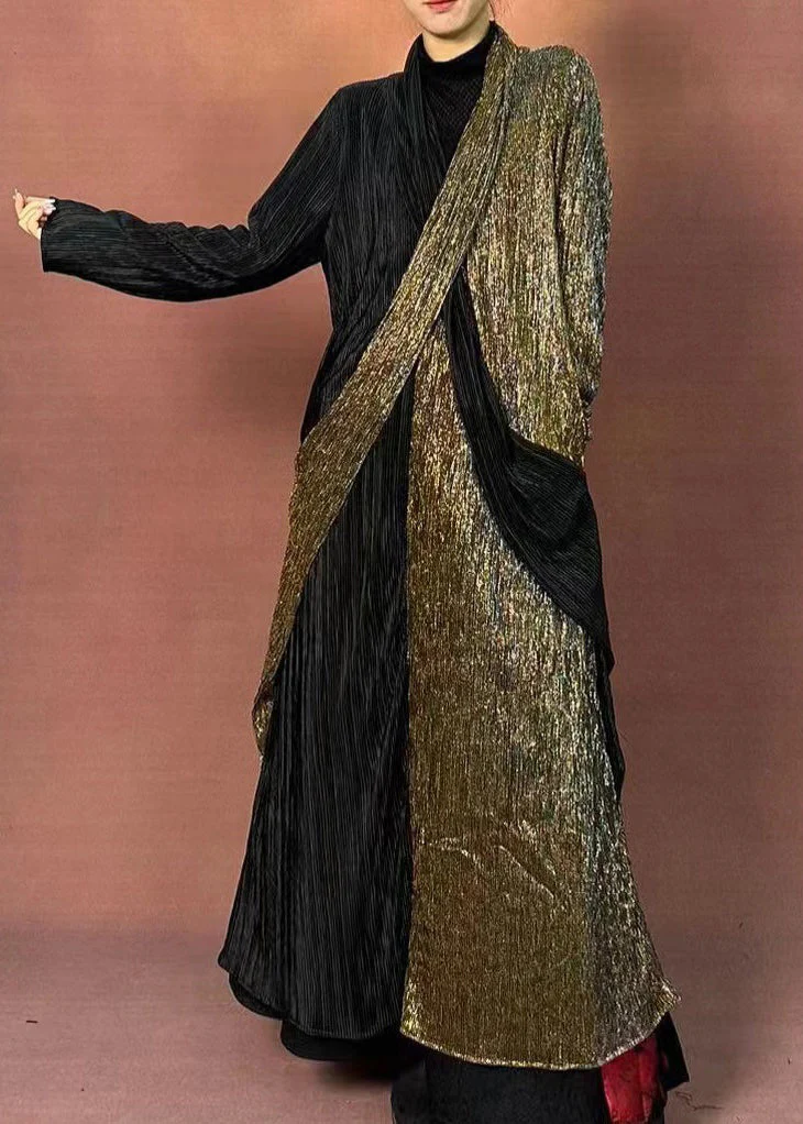 Stylish Colorblock Turtleneck Maxi Dress Winter - Image 2
