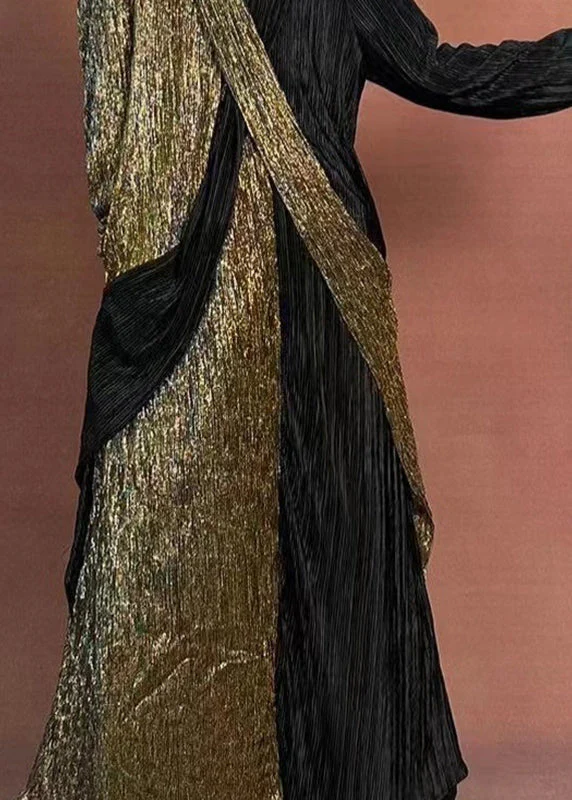 Stylish Colorblock Turtleneck Maxi Dress Winter - Image 4