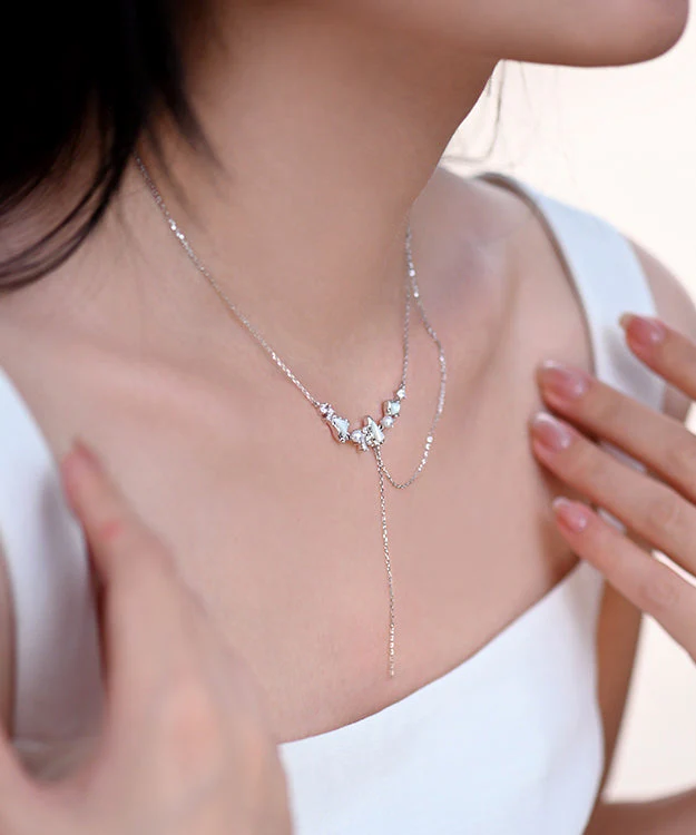 Stylish Freshwater Mother of Pearl Adjustable Silver Necklace - Image 4
