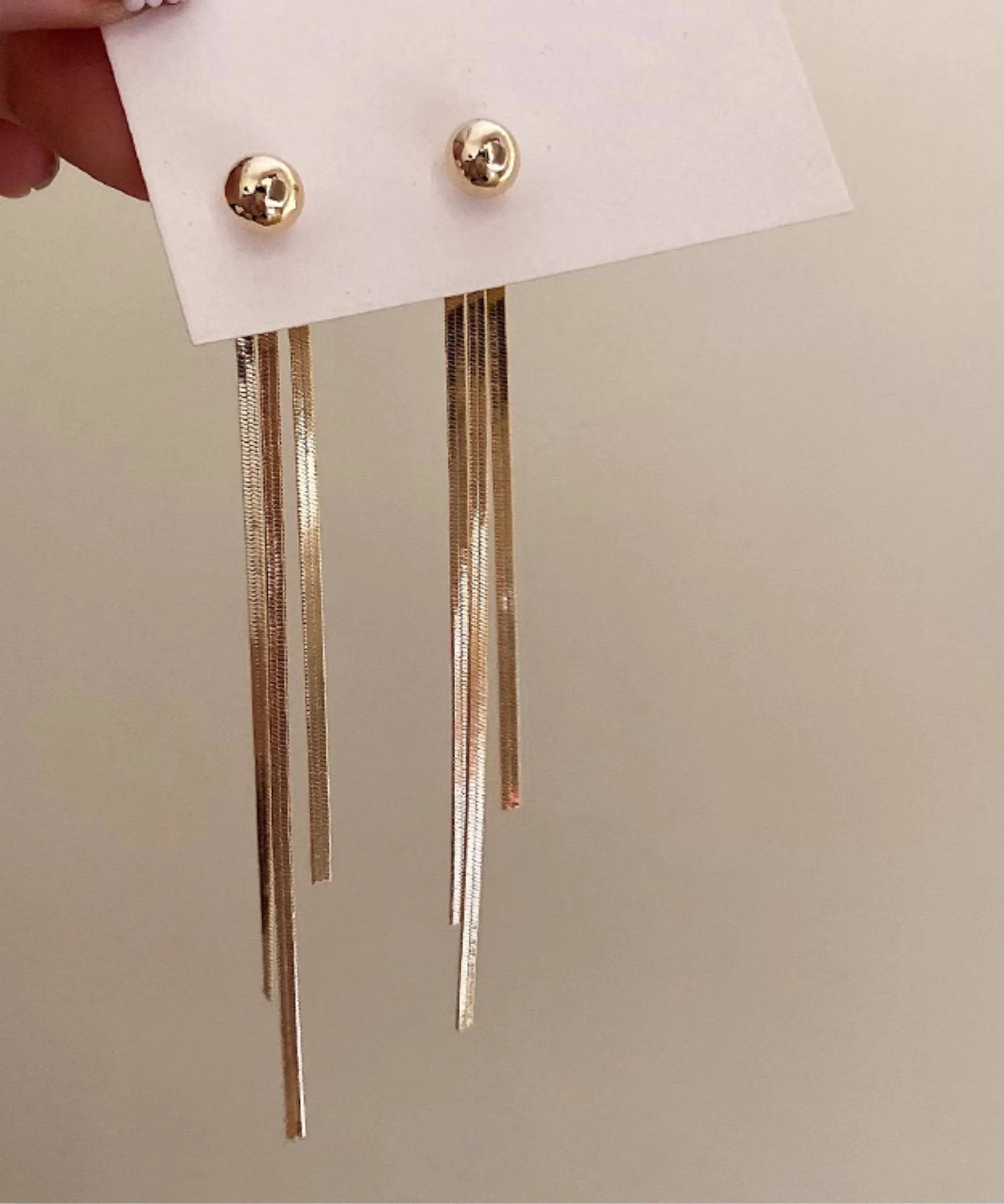 Stylish Gold Tassel Alloy Drop Earrings - Image 4