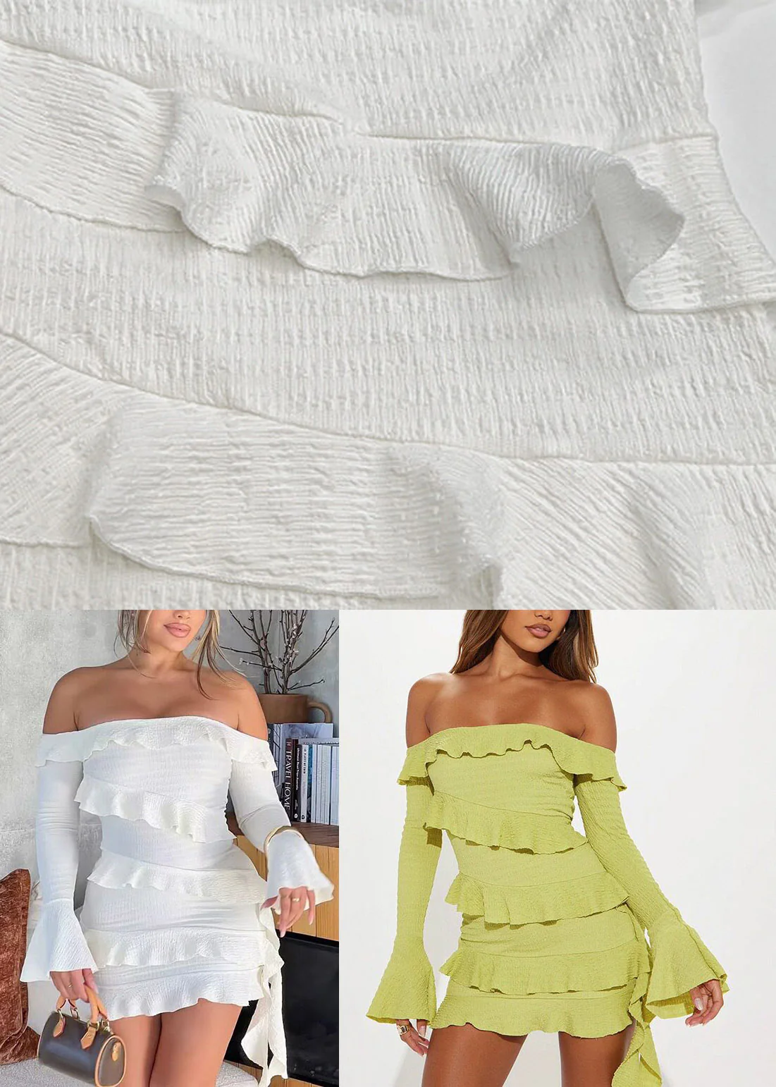 Stylish Light Green Slash Neck Ruffled Ribbon Vacation Mid Dresses Summer - Image 5