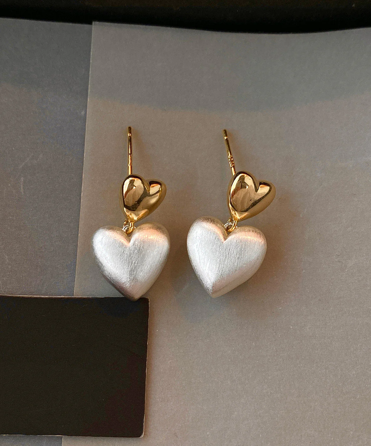 Stylish Metal Frosted Heart-Shaped Stud Earrings