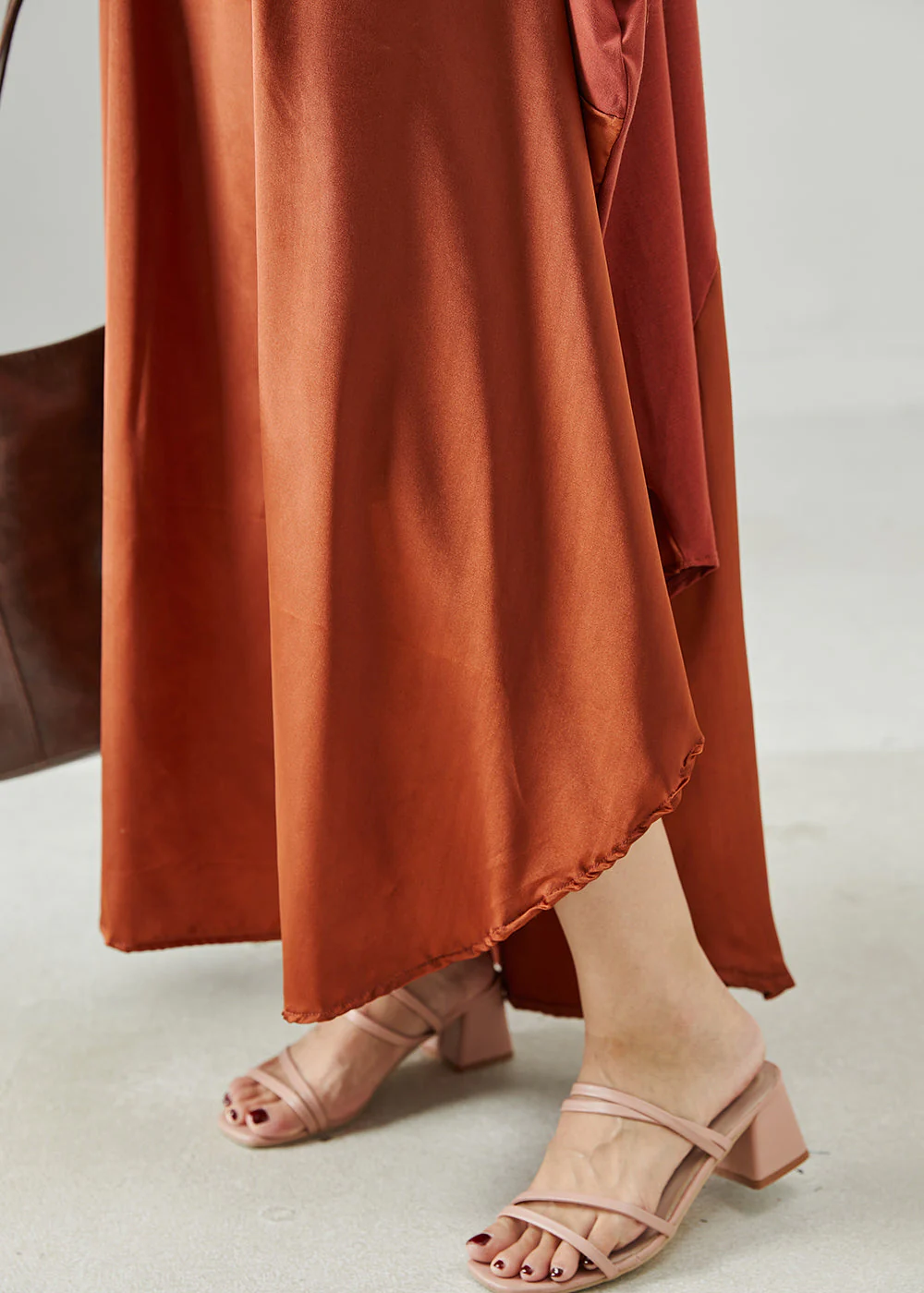 Stylish Orange Oversized Patchwork Silk Vacation Dresses Sleeveless - Image 5