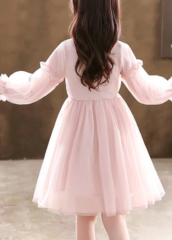 Stylish Pink Butterfly Patchwork Tulle Baby Girls Dress Fall - Image 4