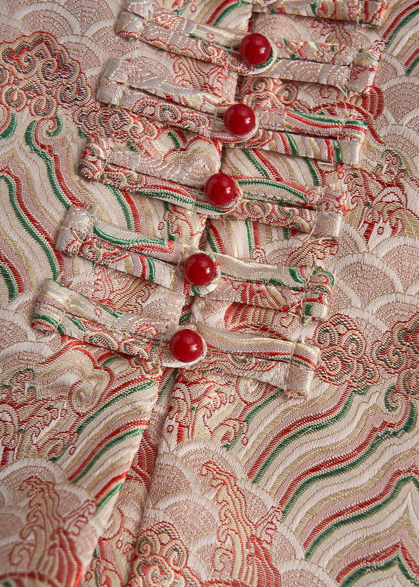 Stylish Pink Jacquard Patchwork Chinese Button Silk Vests Fall - Image 4