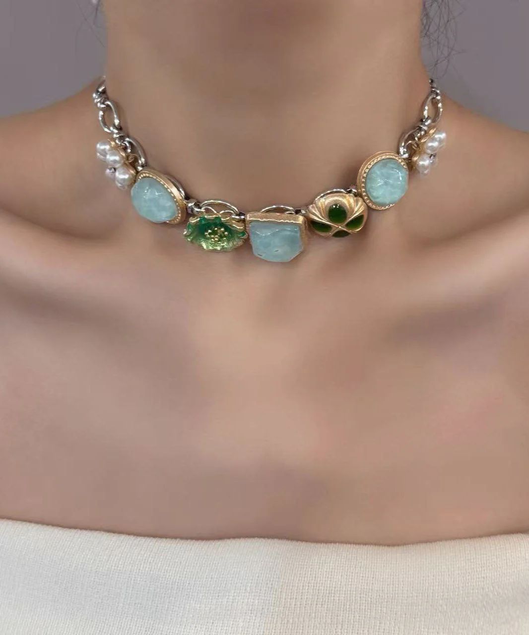 Stylish Rainbow Copper Overgild Shell Pearl Turquoise Star Pendant Necklace Three Piece Set - Image 2