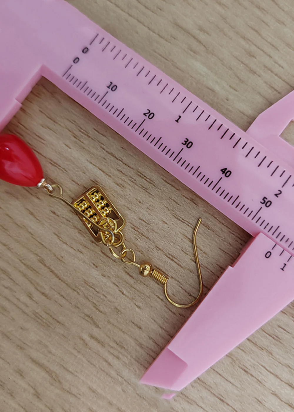 Stylish Red Coral Golden Abacus Drop Earrings - Image 5